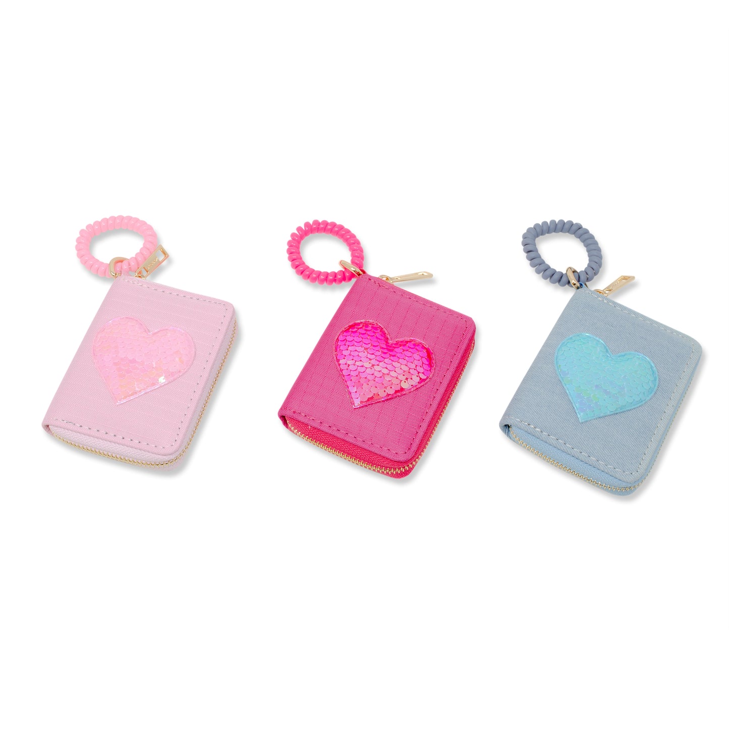 Sequin Heart Spiral Strap Wallet for Kids