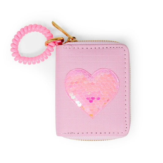 Sequin Heart Spiral Strap Wallet for Kids