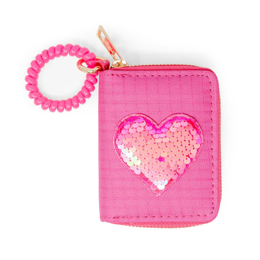 Sequin Heart Spiral Strap Wallet for Kids