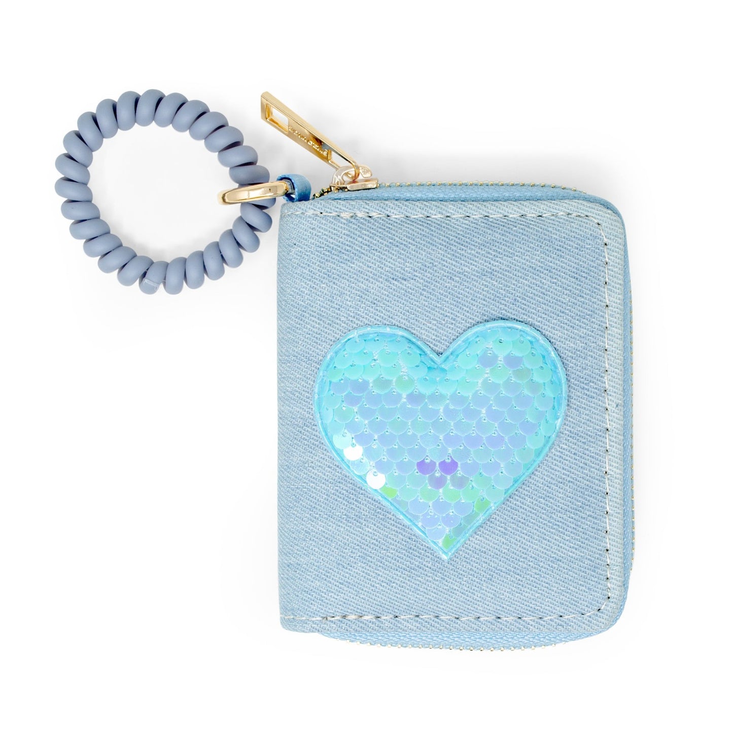 Sequin Heart Spiral Strap Wallet for Kids