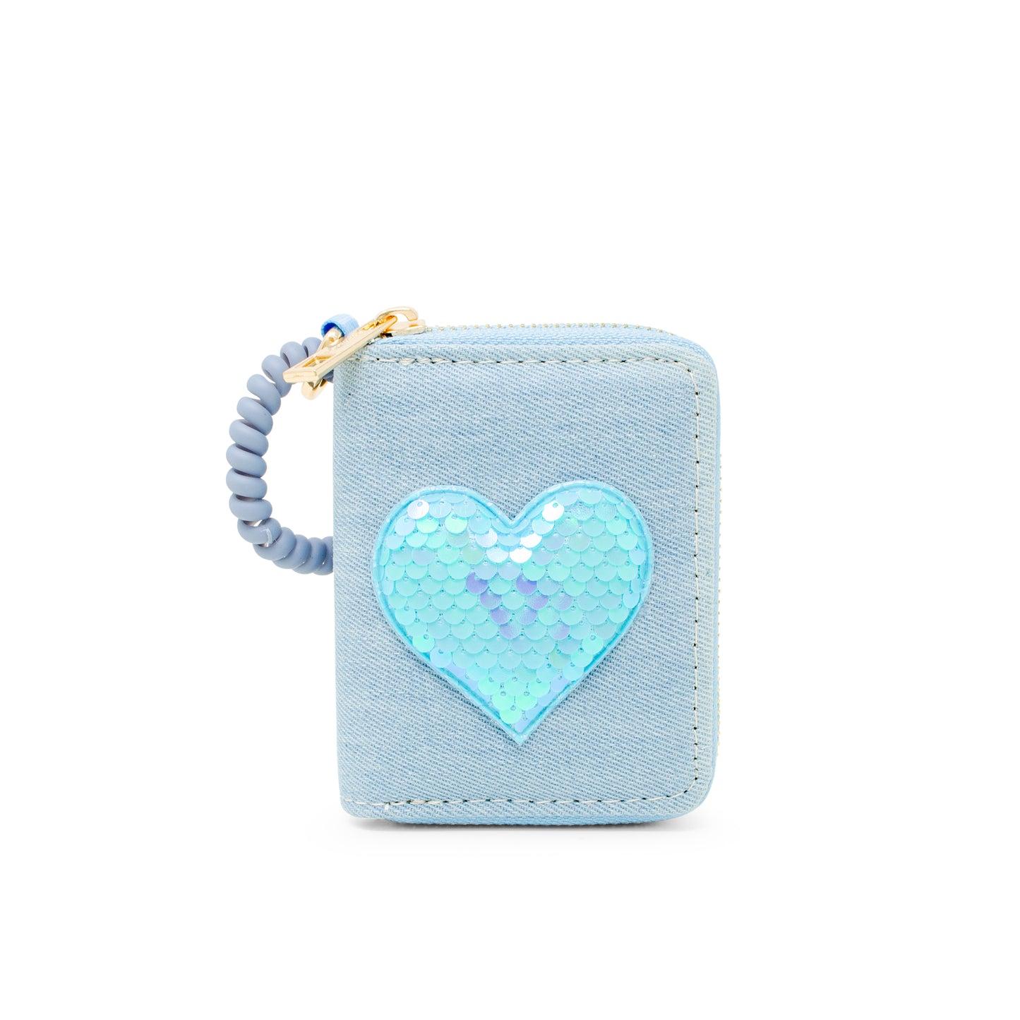 Sequin Heart Spiral Strap Wallet for Kids