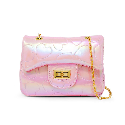Shiny Dotted Heart Classic Handbag