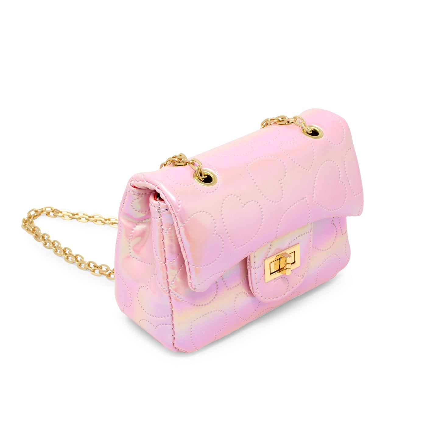 Shiny Dotted Heart Classic Handbag