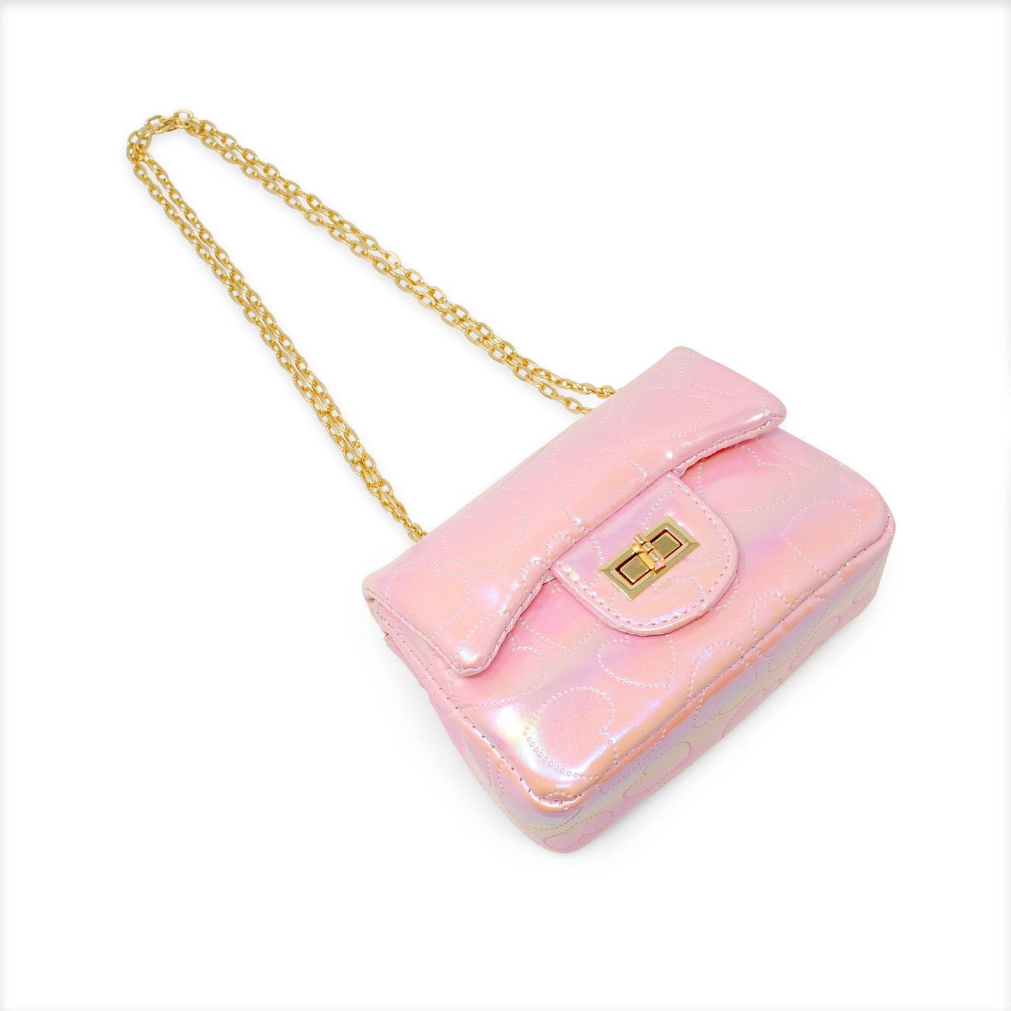 Shiny Dotted Heart Classic Handbag
