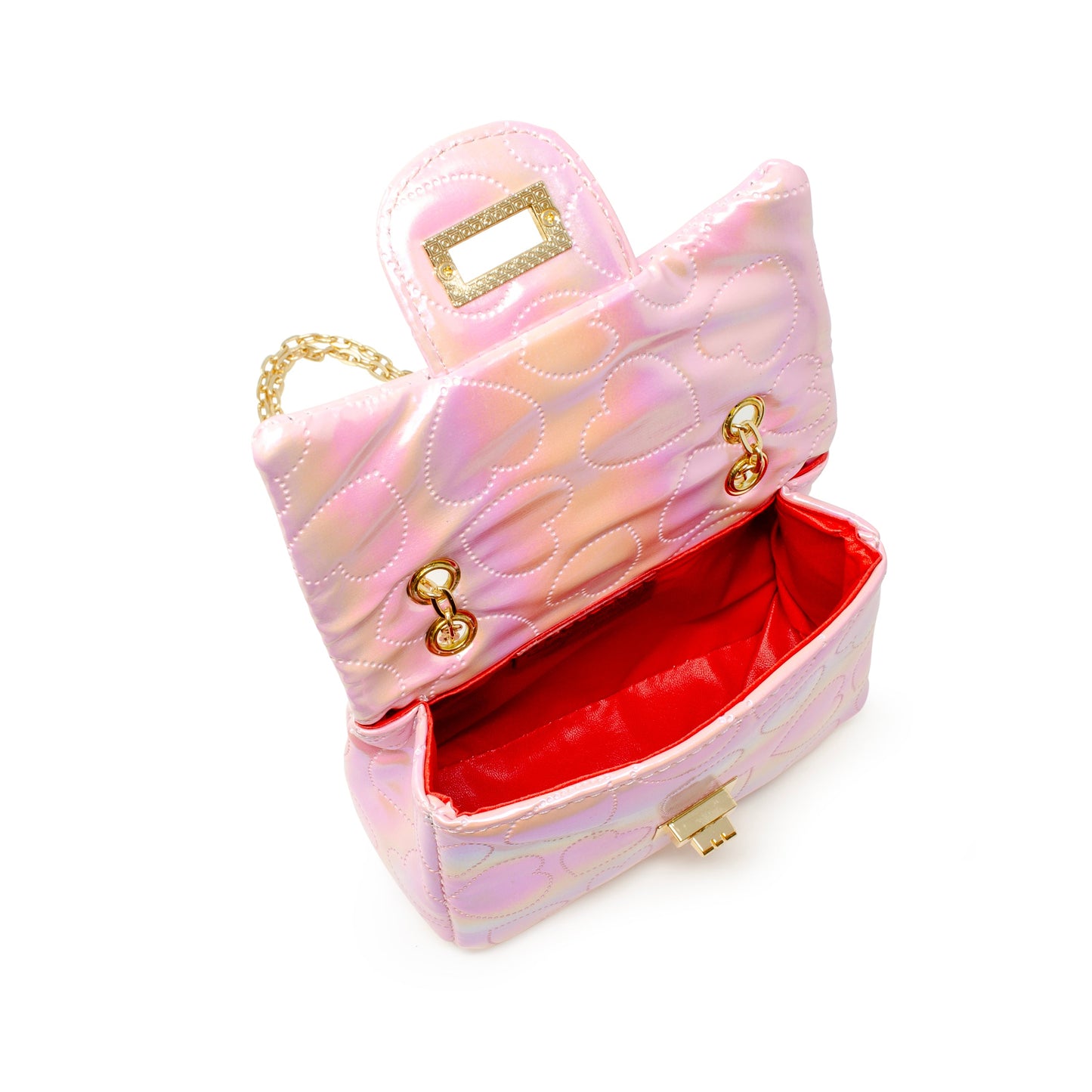 Shiny Dotted Heart Classic Handbag