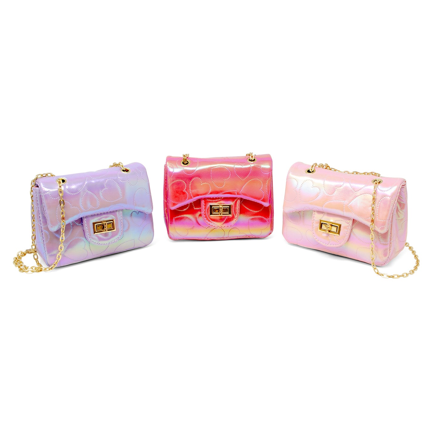 Shiny Dotted Heart Classic Handbag