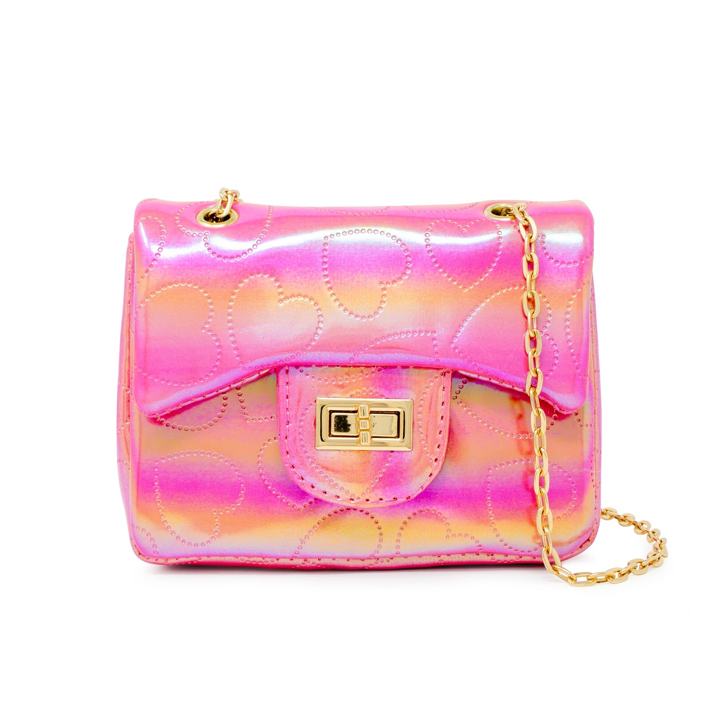 Shiny Dotted Heart Classic Handbag