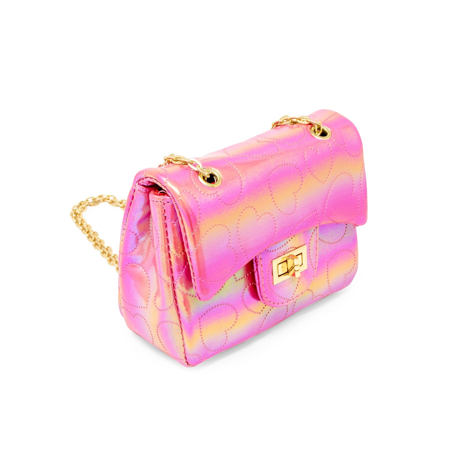 Shiny Dotted Heart Classic Handbag