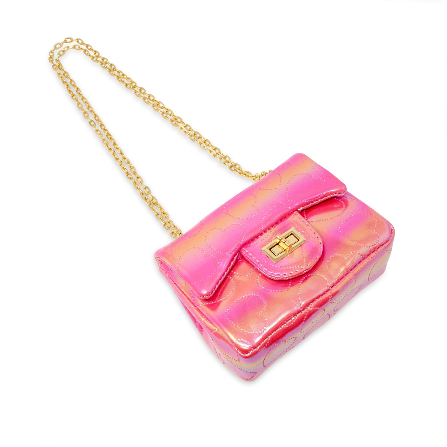 Shiny Dotted Heart Classic Handbag