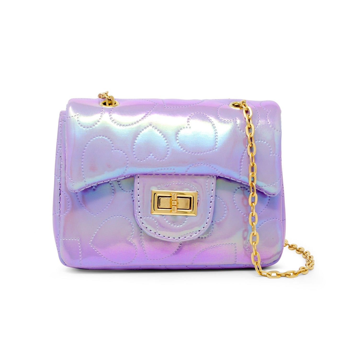 Shiny Dotted Heart Classic Handbag