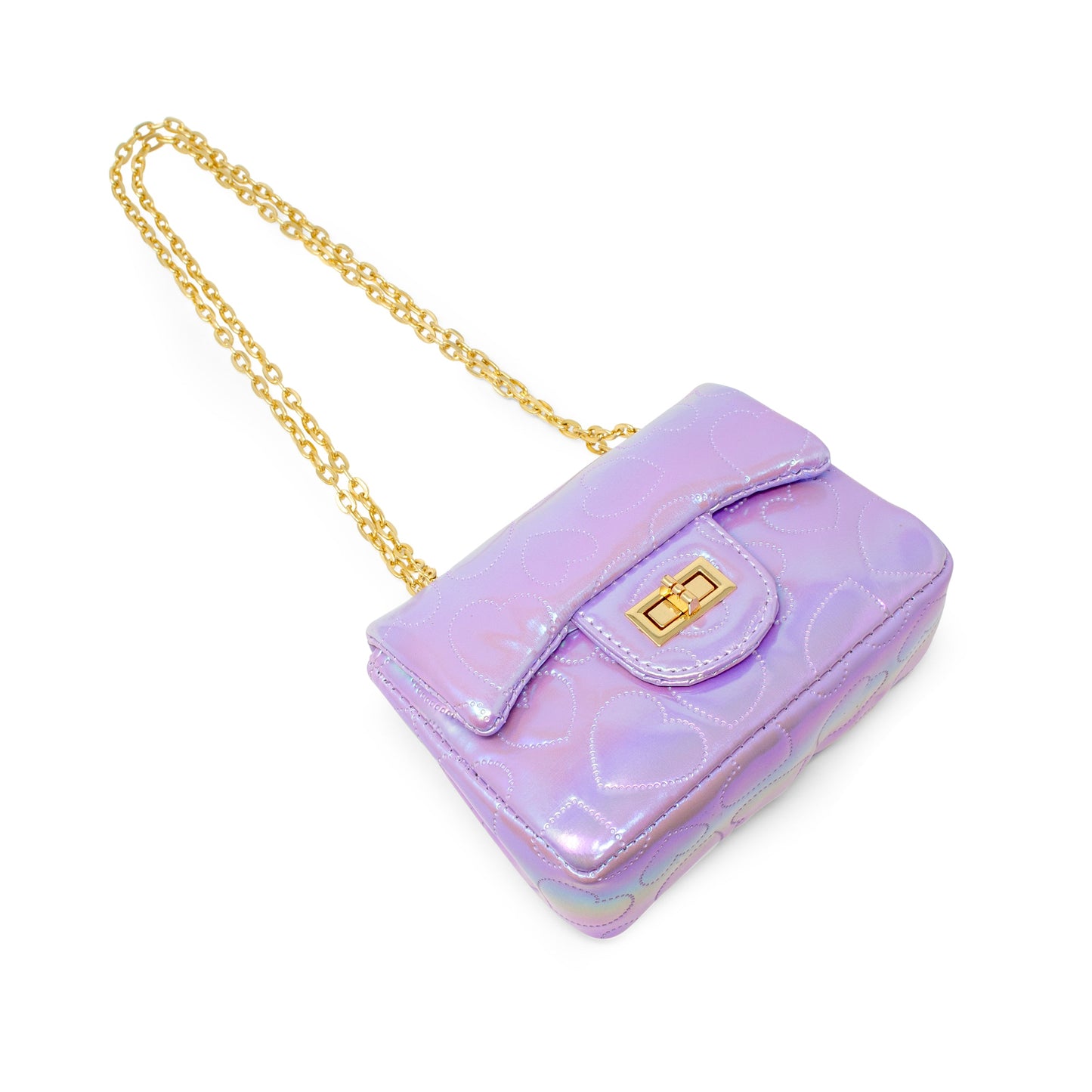 Shiny Dotted Heart Classic Handbag
