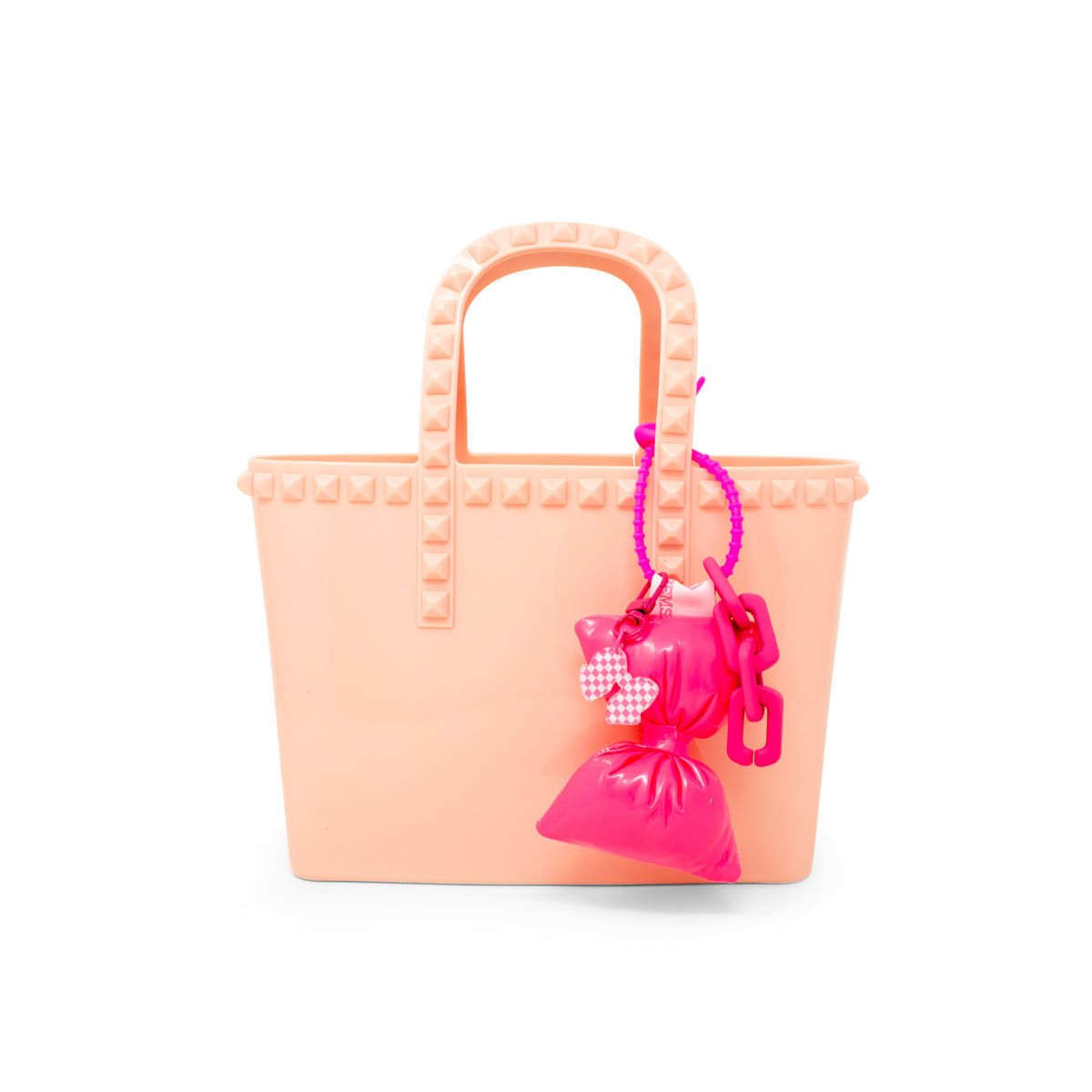 Tiny Jelly Studded Puffy Bow Charm Tote