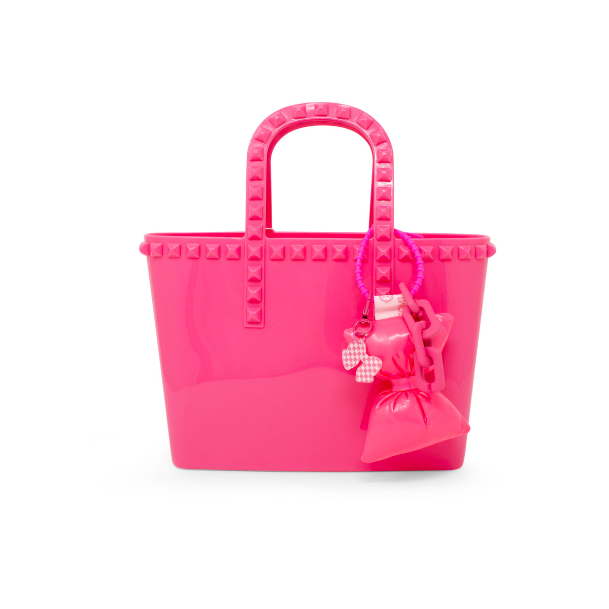 Tiny Jelly Studded Puffy Bow Charm Tote