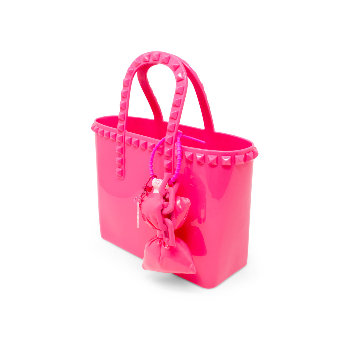Tiny Jelly Studded Puffy Bow Charm Tote