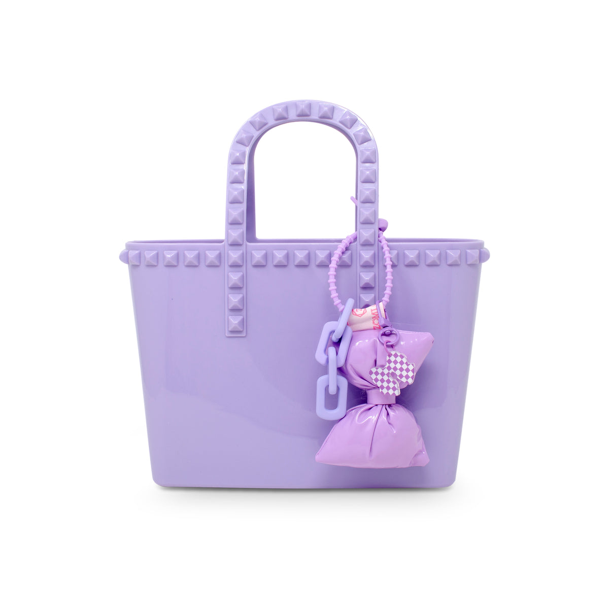 Tiny Jelly Studded Puffy Bow Charm Tote