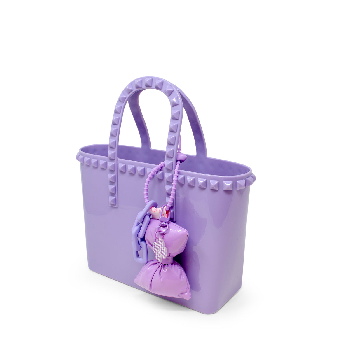 Tiny Jelly Studded Puffy Bow Charm Tote