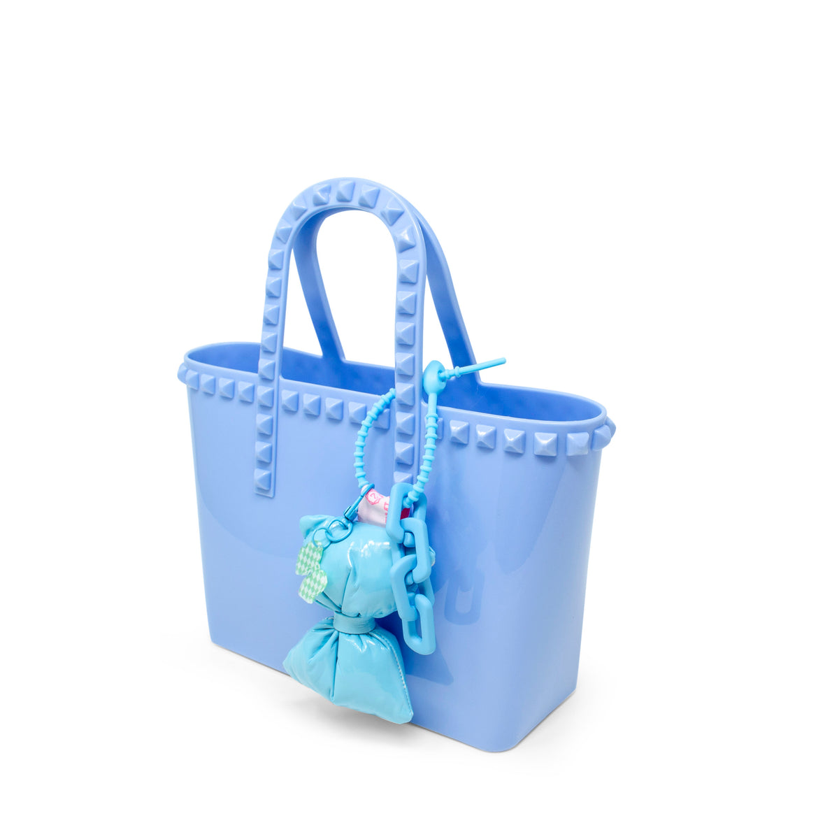Tiny Jelly Studded Puffy Bow Charm Tote