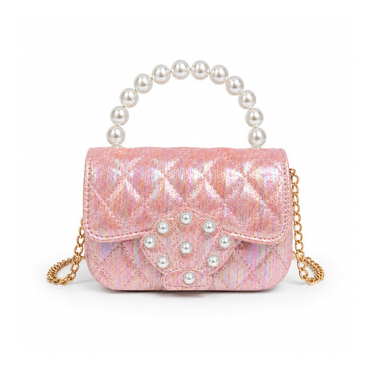Pearl Handle Shell Quilted Kids Handbag