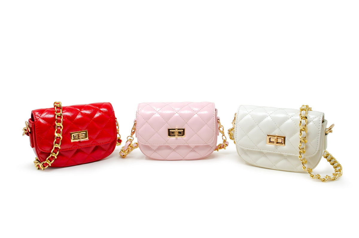 Kids Quilted Crossbody Bag with Chain Strap
