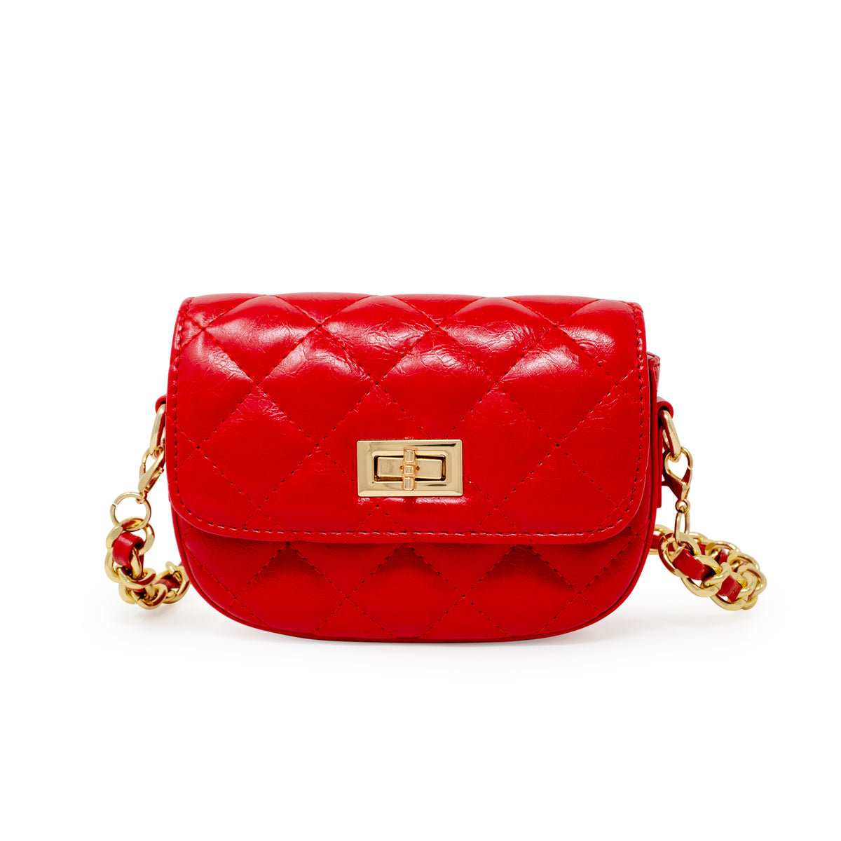 Kids Quilted Crossbody Bag with Chain Strap