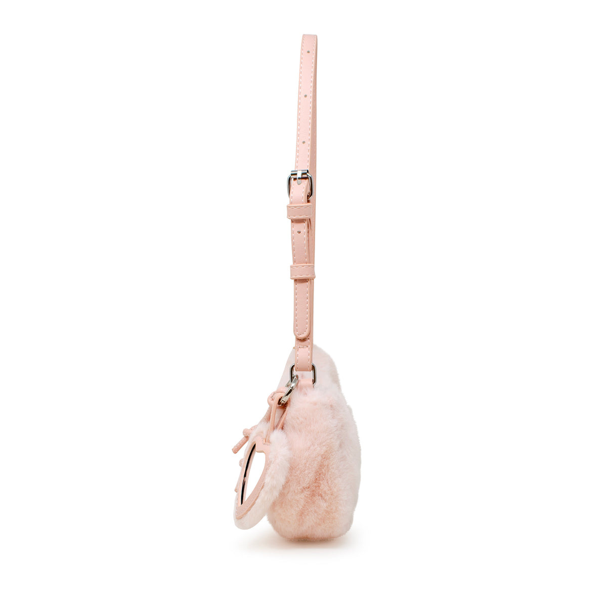 Kids Fuzzy Shoulder Bag with Heart Mirror Charm