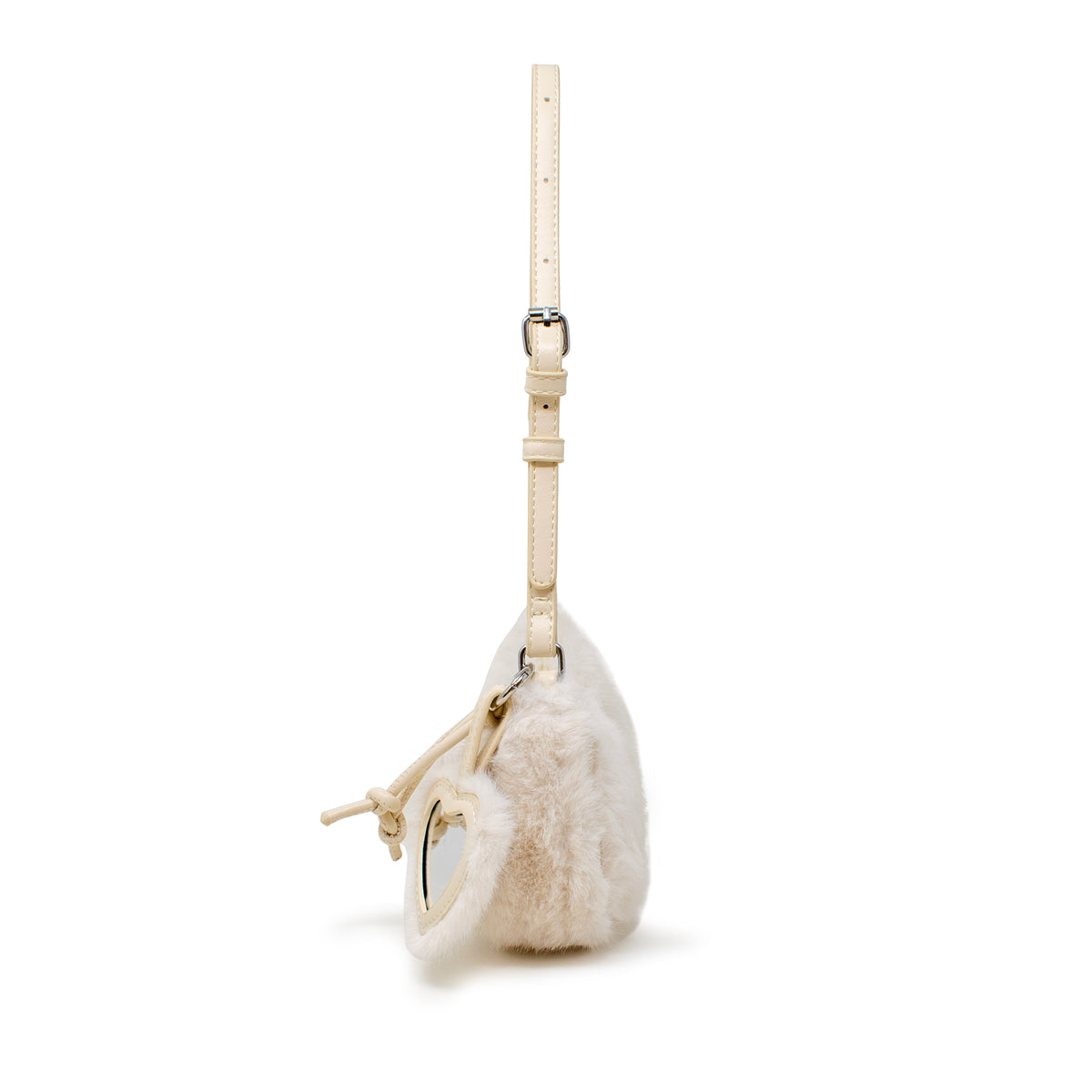 Kids Fuzzy Shoulder Bag with Heart Mirror Charm