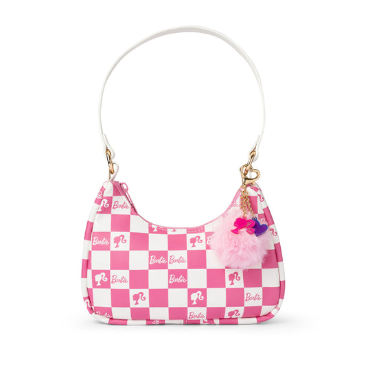 Barbie™ Pink Checkered Kids Hobo Handbag
