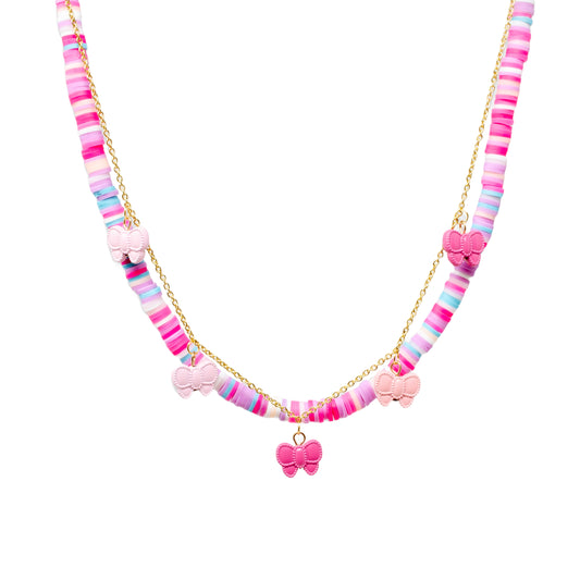 Colorful Disk Necklace & Charm Duo - Bows