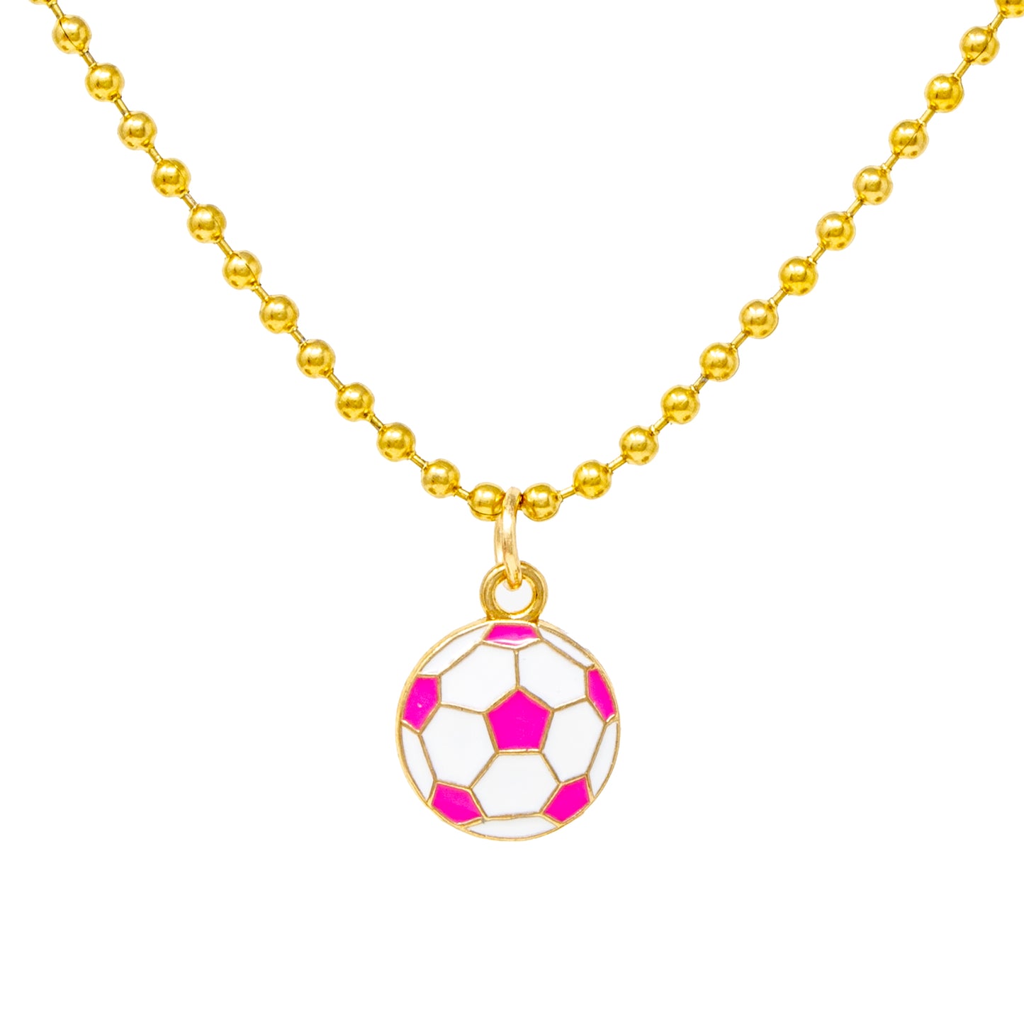 Pink Soccer Ball Necklace