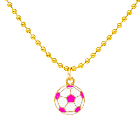 Pink Soccer Ball Necklace