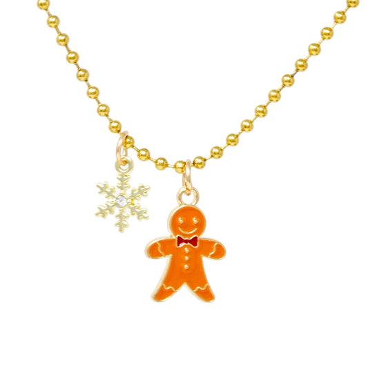 Gingerbread & Snowflake Kids Necklace
