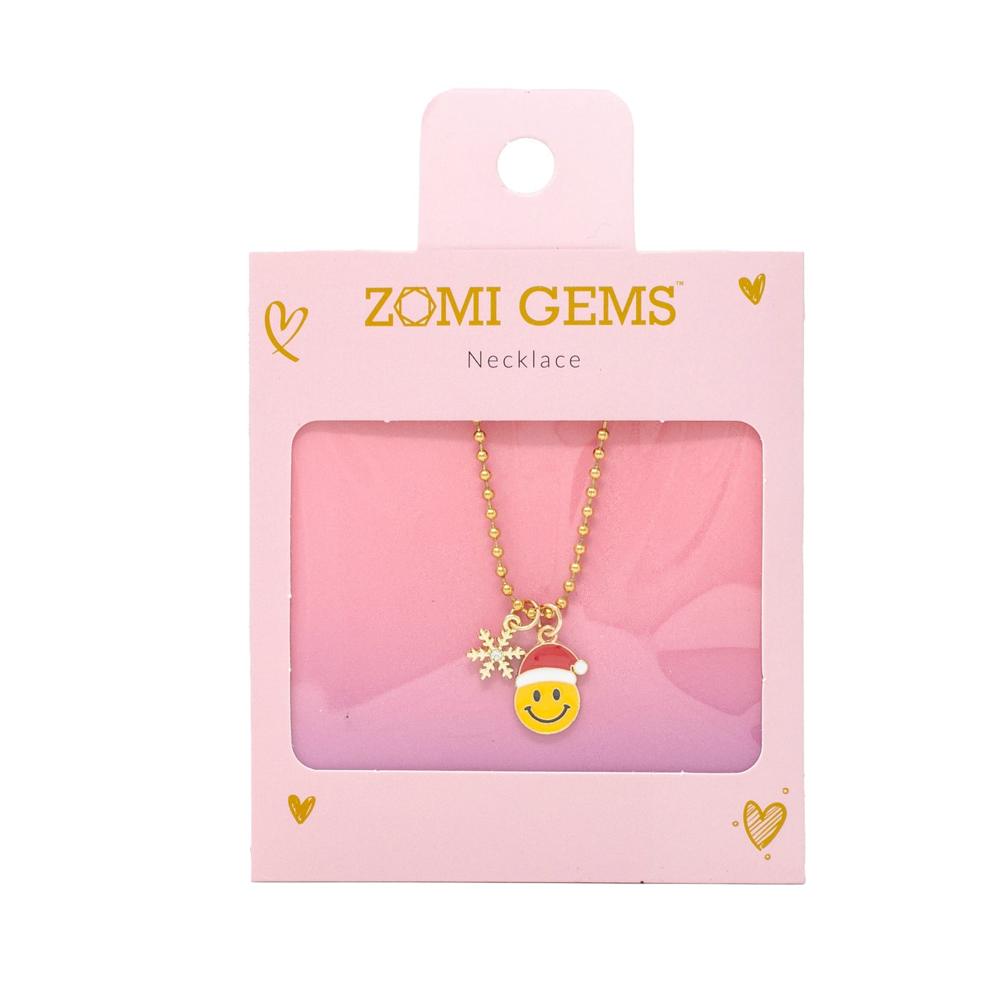 Holiday Smiley & Snowflake Kids Necklace