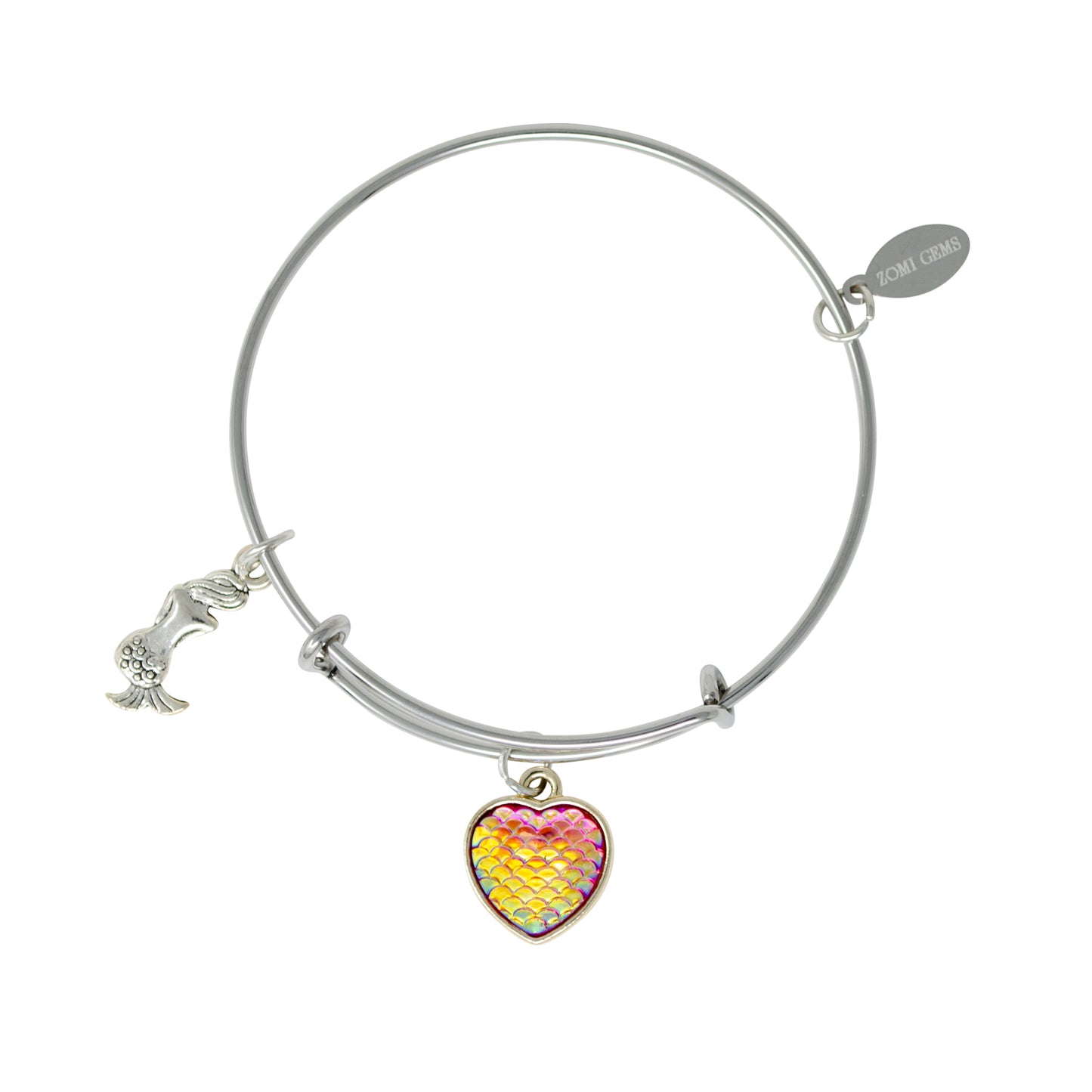 Mermaid Heart Bangle Bracelet