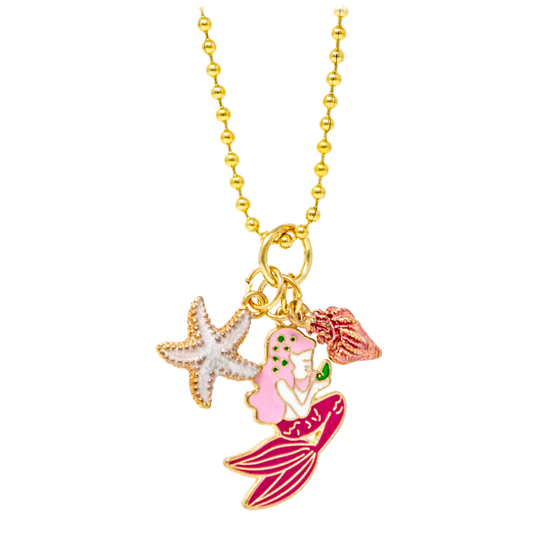 Mermaid, Star & Shell Gold Charm Necklace