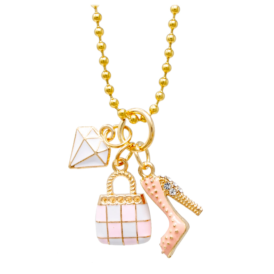 Heel, Purse & Gem Gold Charm Necklace