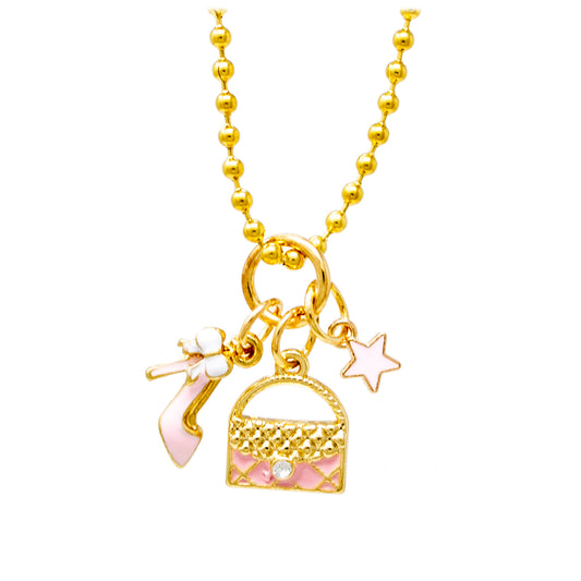 Heel, Purse & Star Gold Charm Necklace
