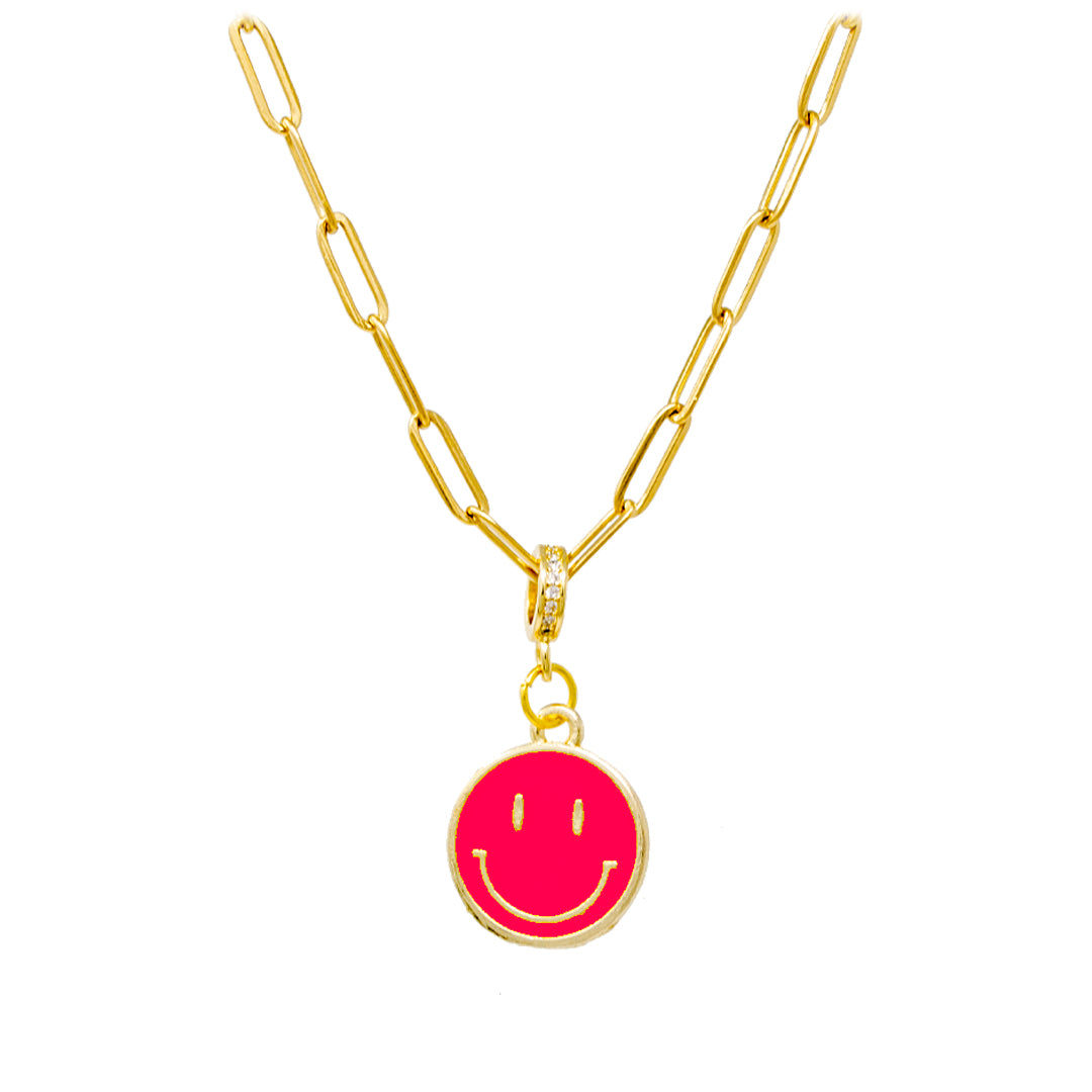 Girl's Happy Face Emoji Paperclip Necklace