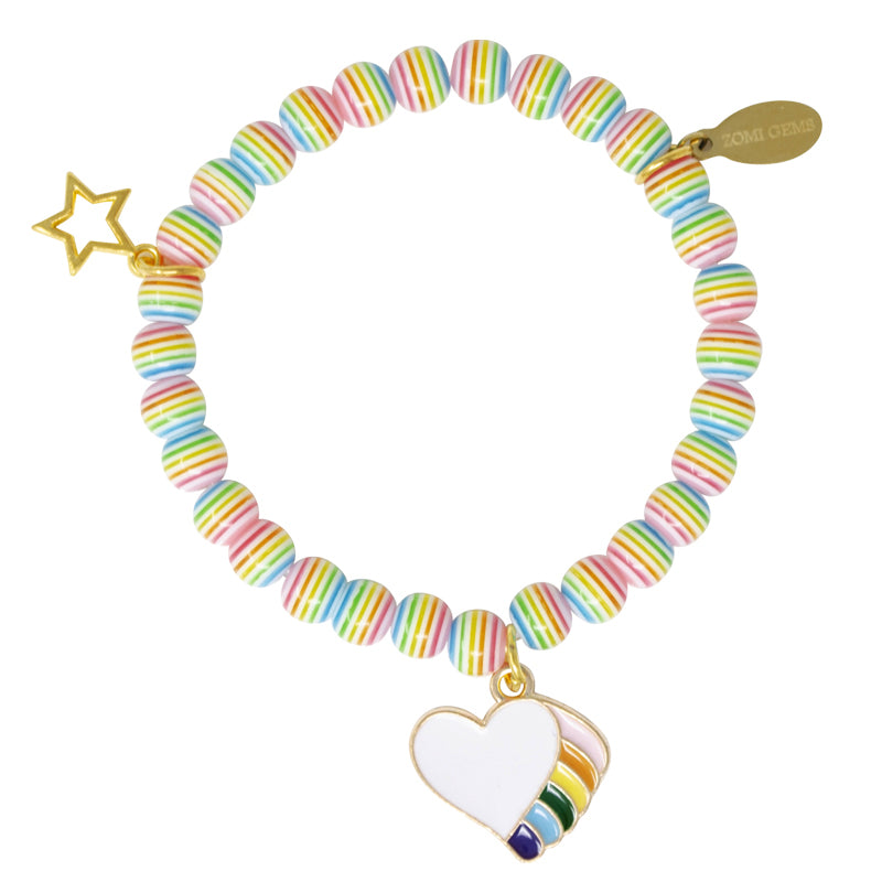 Rainbow Stretchy Heart Bracelet