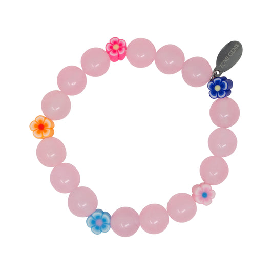 Pink Flower Bead Bracelet