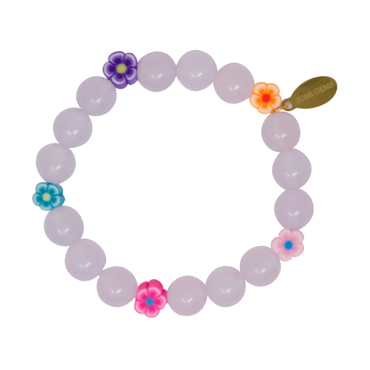 Purple Flower Bead Bracelet