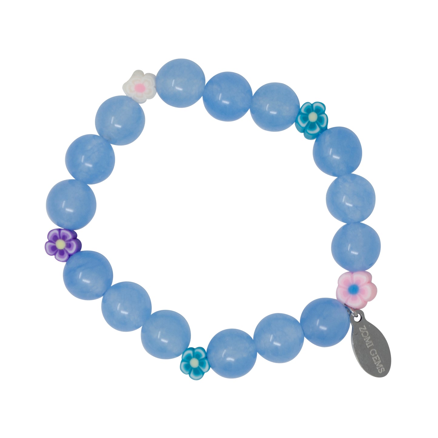 Blue Flower Bead Bracelet