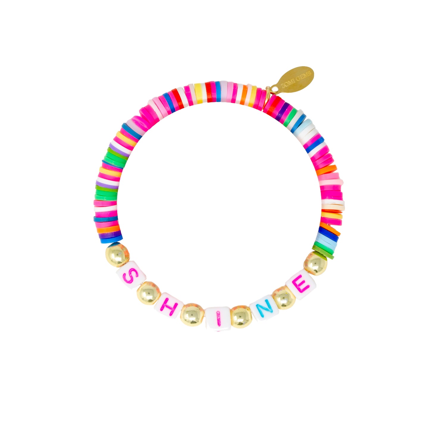 Laugh, Happy & Shine Disk Bracelet Set