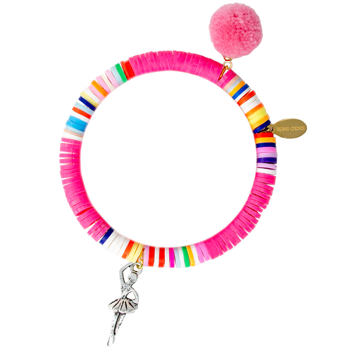 Rainbow Pom Pom Dance Bracelet Set