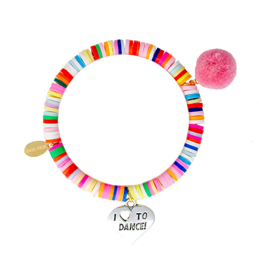 Rainbow Dance Pom Pom Disk Bracelet