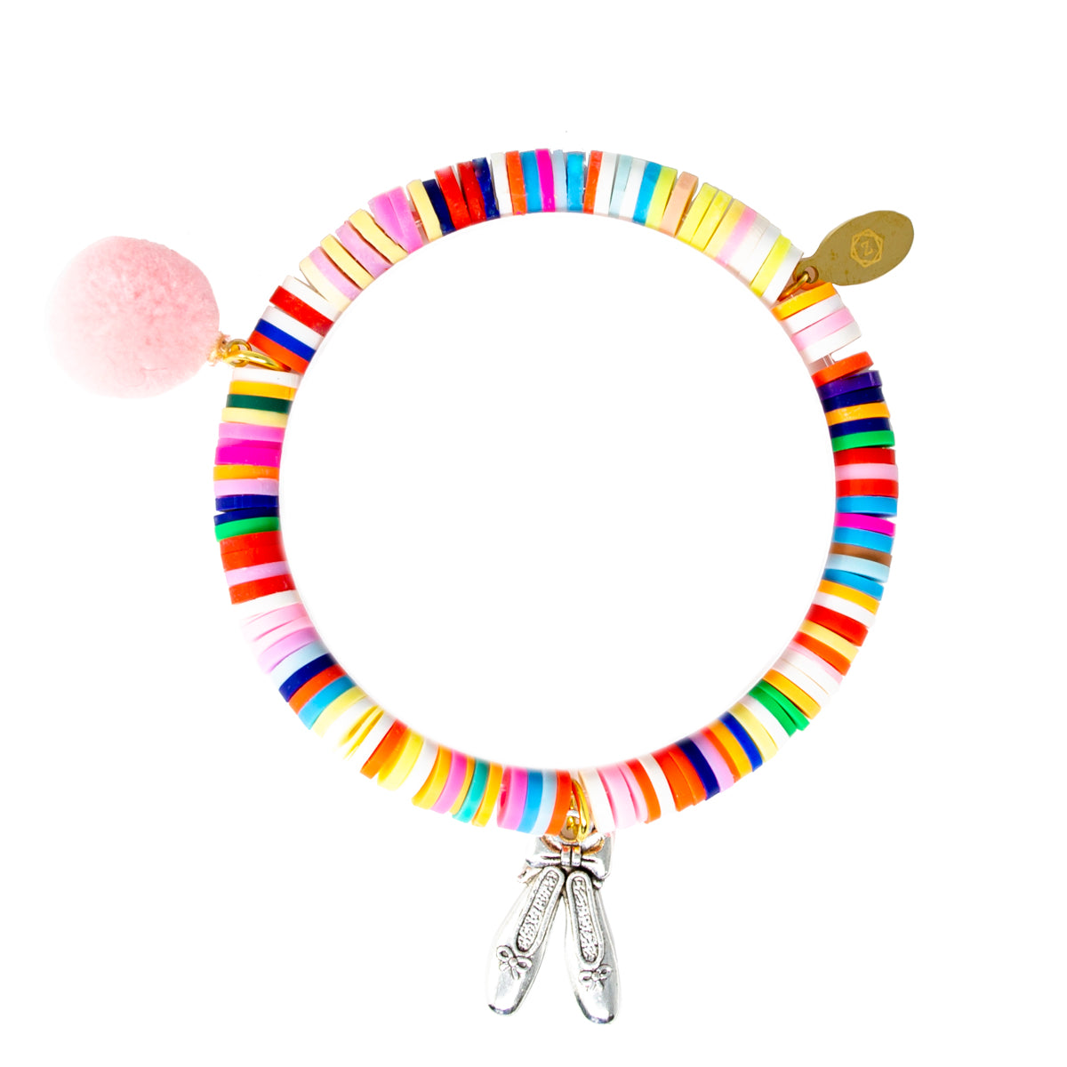 Rainbow Dance Pom Pom Disk Bracelet