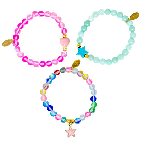 Stars & Hearts Stretchy Bead Bracelet Set