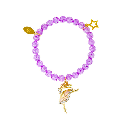 Purple Leaping Ballerina Bead Bracelet