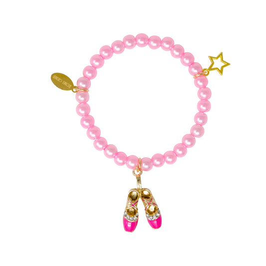 Pink Ballerina Pointe Shoe Bead Bracelet