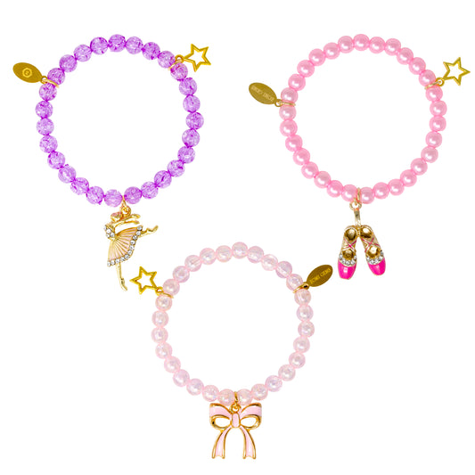 Pink & Purple Ballet Bead Bracelet Set