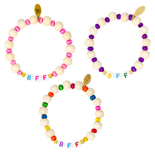 "BFF" Wood Bead Bracelet Set